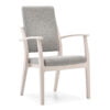Armstoel voor revalidatie Livs XL A. Grijze bekleding met witte houten frame