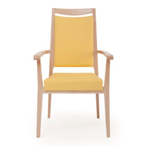 Ergonomische stoelen licht houten frame met gele urine-werende bekleding