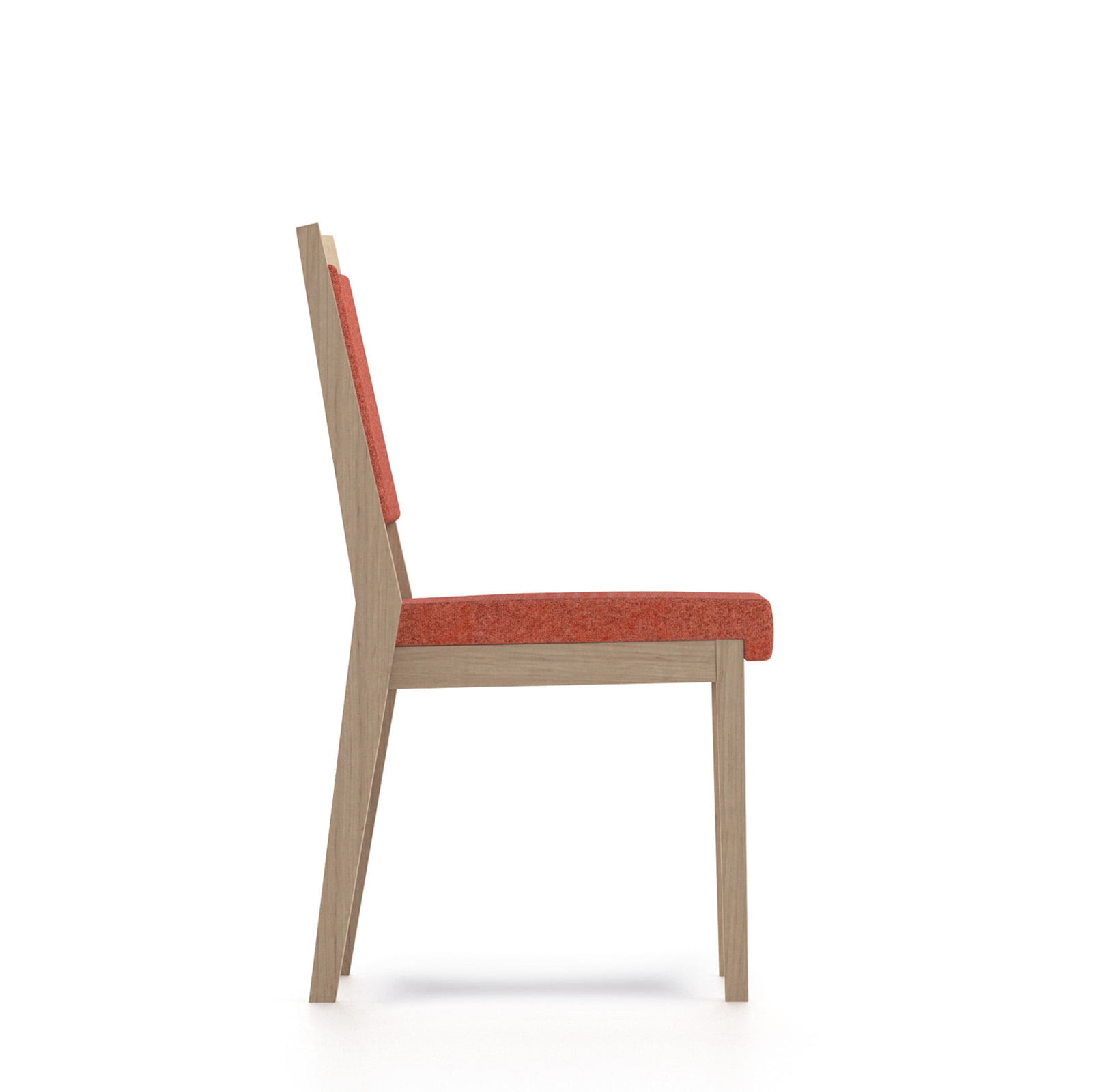 Eetkamerstoel-zonder-armleuning-Blues-1 hoge stoelen voor senioren bruin hout met rode bekleding