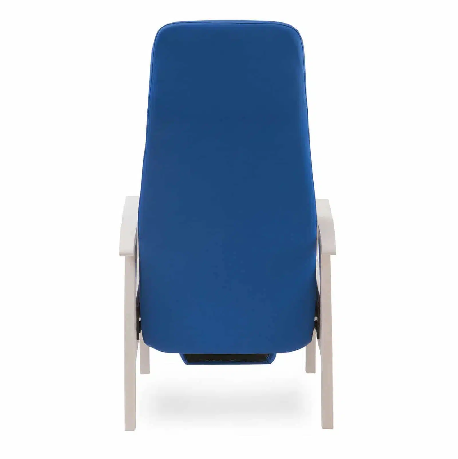 Relax fauteuil staalbaron blauw urine werende bekleding met wit houten frame