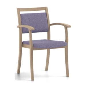 Stevige stoel gehandicapten zorg Paarse bekleding en houten frame