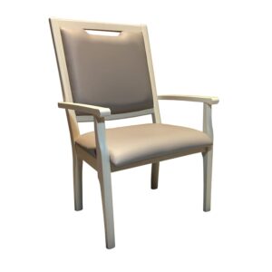 Obesitasstoel, met extra greep voor aanschuiven.