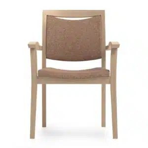 Obesitas stoel met bruin hout en bruine bekleding