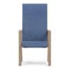 Relaxfauteuil voor senioren blauwe bekleding met bruin houten frame