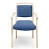 Senior stoel wit hout met blauwe bekleding