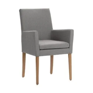 Seniorenstoel voor lange mensen grijze bekleding en houten poten