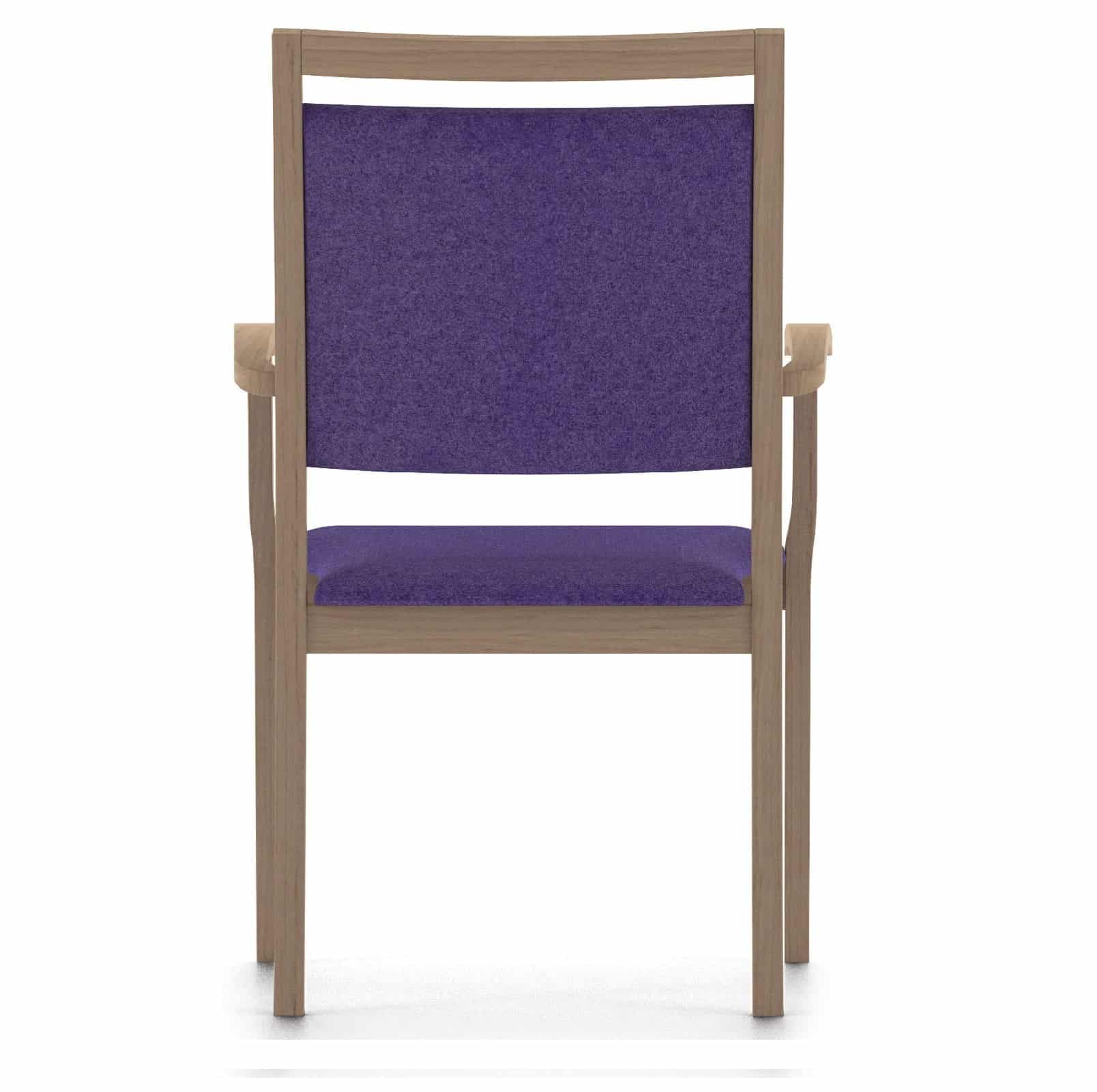 Stapelbare eetkamerstoelen voor senioren AA Stapelbare eetkamerstoelen armstoel voor senioren bruin houten frame met paarse bekleding