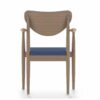 Stapelbare eetkamerstoel Evi bruin houten frame en blauwe bekleding