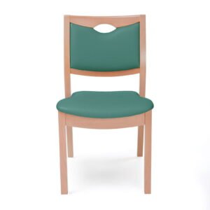 Stapelbare ouderen stoel groene urinewerende bekleding met bruin hout