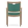 stoel ouderen bruin frame met groene bekleding