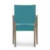 Stoel voor senioren armstoel met bruin houten frame en turquoise urine-werende bekleding