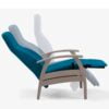 Relax fauteuil staalbaron blauw urine werende bekleding met wit houten frame