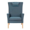 Senioren relaxfauteuil met blauw leer vooraanzicht