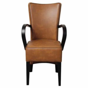 Vooraanzicht bruine leren kleine stoel