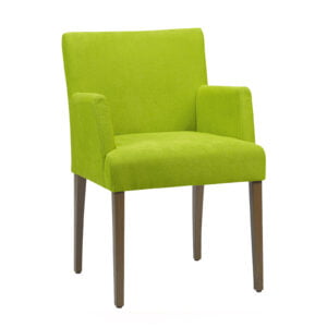Comfortabele eetkamerstoel Groene toffe bekleding met houten poten