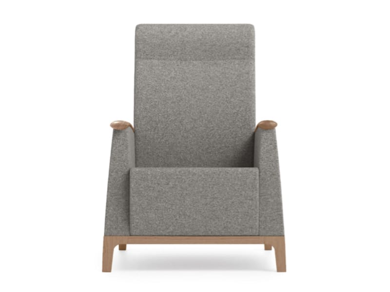 Senioren fauteuil vooraanzicht met grijze stoffering