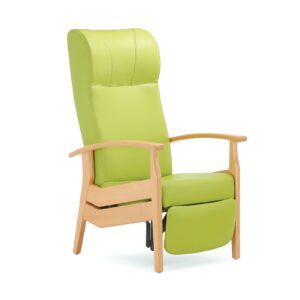 Relaxstoel zonder stroom: Care Relax fauteuil hoog model gele urine werende bekleding groen