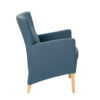 brede fauteuil senioren houten frame met zwarte stoffering