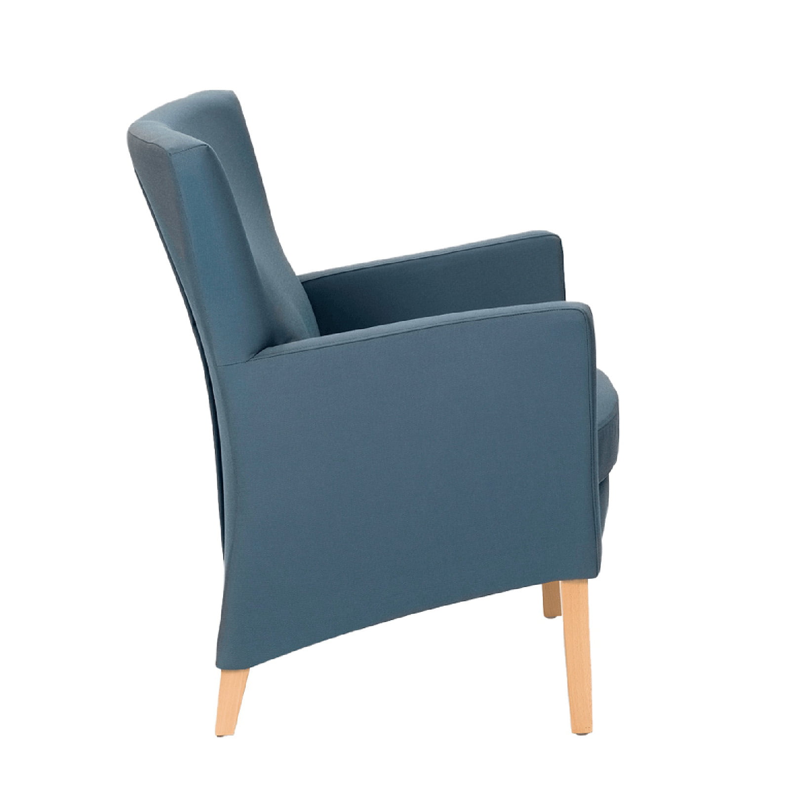 luie-stoel-brede-zitting-56-cm-Unia-A-XL brede fauteuil senioren houten frame met zwarte stoffering
