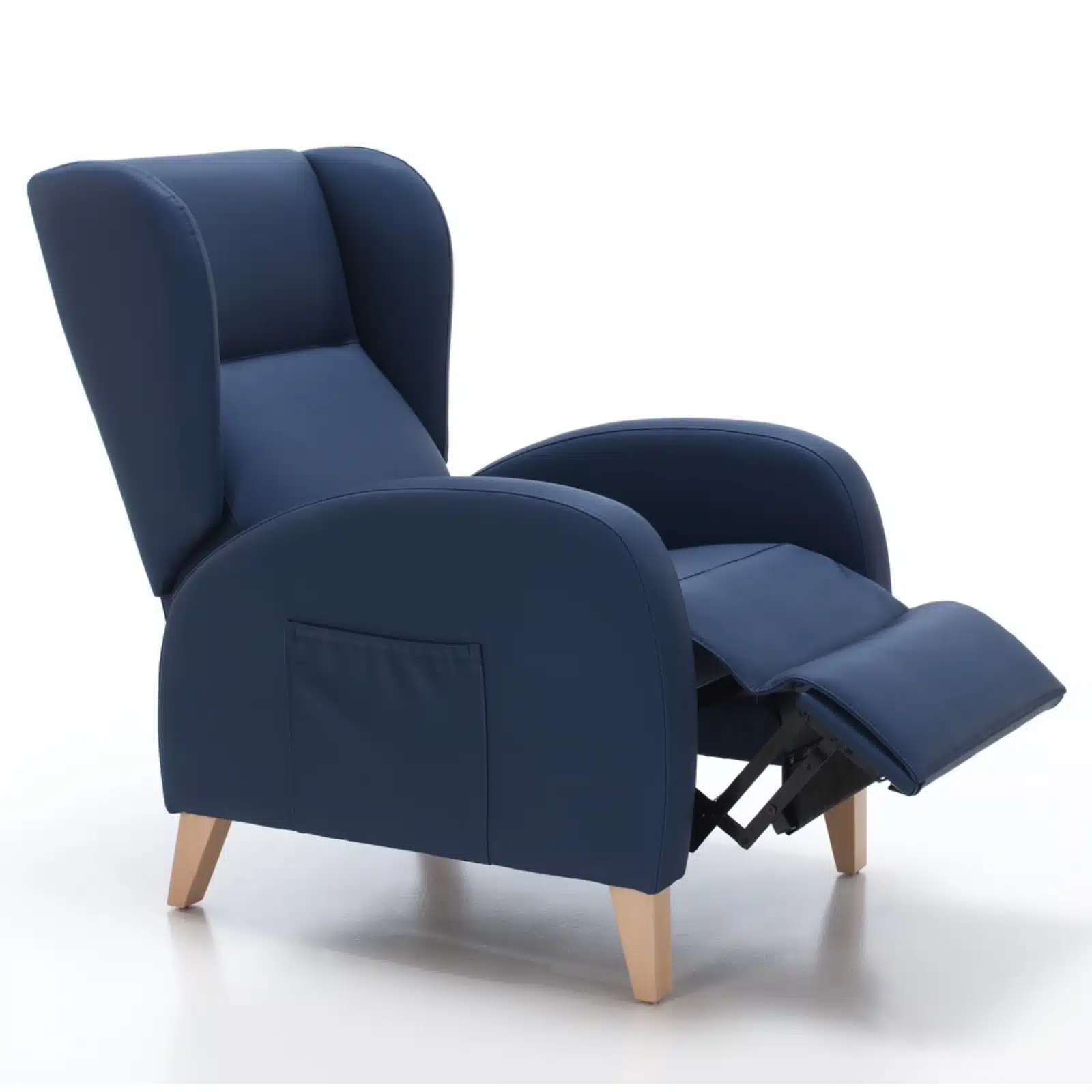 Blauwe fauteuil handmatig verstelbaar