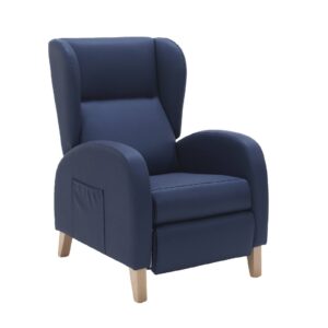 Perspectief relaxfauteuil donkerblauw met pootjes