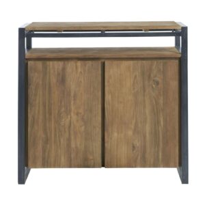 Industriele dressoir kast met donker eiken hout en zwart metaal 2 deurs