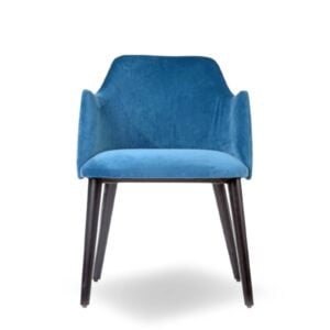 Gestoffeerde kuipstoel: Six A Vooraanzicht velvet blauwe eetkamerstoel