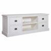 Landelijke witte tv dressoir met 4 laadjes en 2 open plankjes