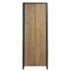 Industriele legkast met donker eiken hout en zwart frame
