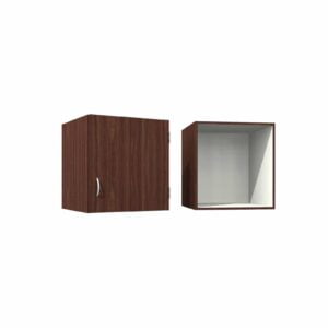 Donker houten opzetkast met 1 deur