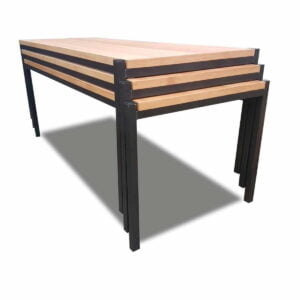 Opstapelbare tafels stap Staple S Stapelbare rechthoekige tafels met eiken tafelblad en zwart frame