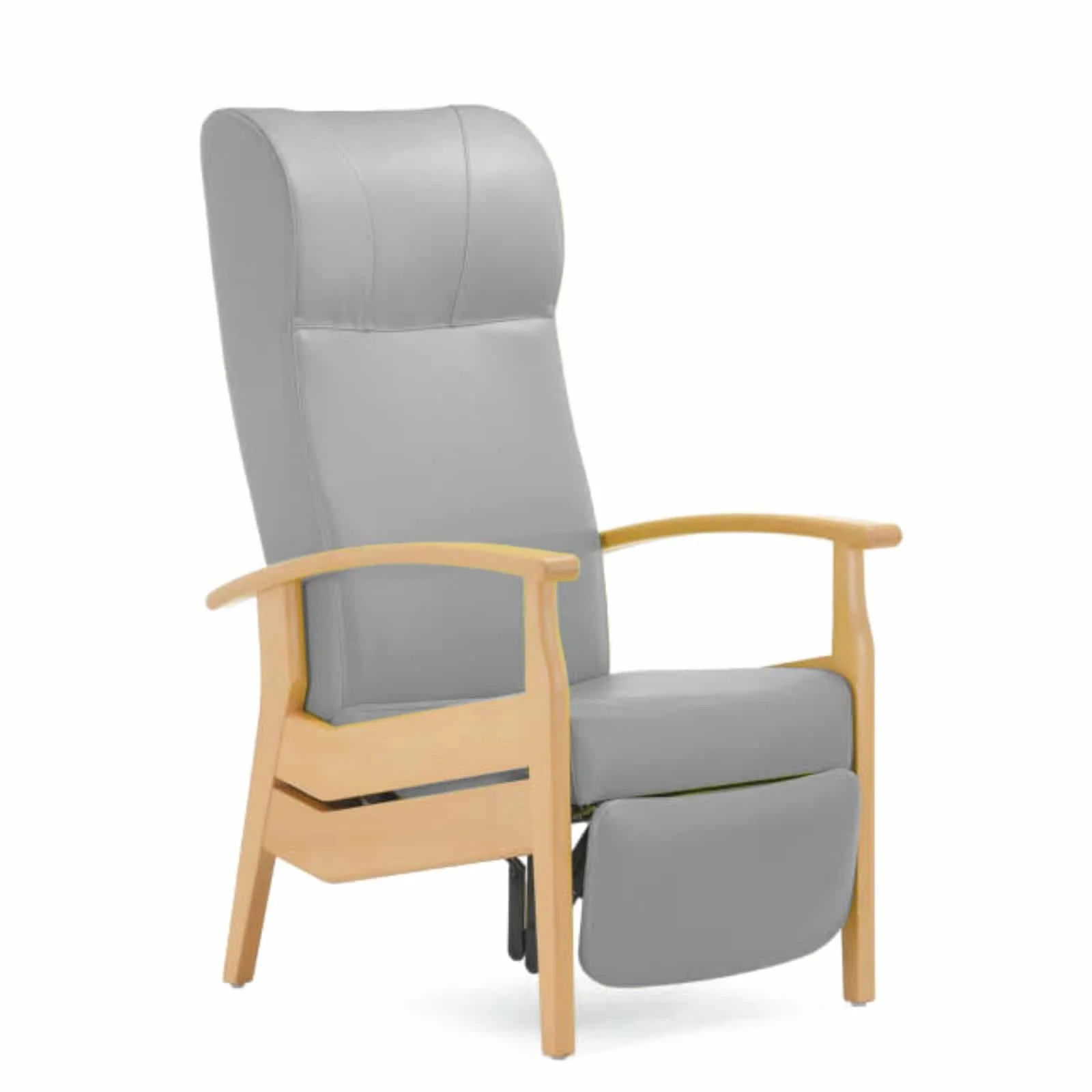 Fauteuil met gasveer: Care Relax Senior Fauteuil met gasveer Grijs met lichtbruine poten