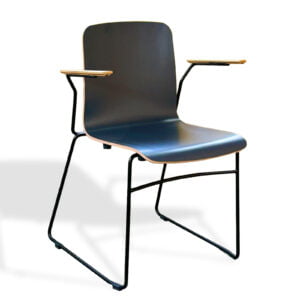 Stapelbare stoel met armleuning Soho A Zwart met houten armleuningen