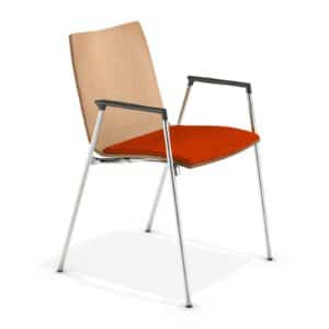 Stapelbare koppelstoelen Lynx 2A rode bekleding met hout