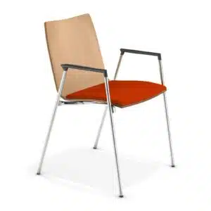 Stapelbare koppelstoelen Lynx 2A rode bekleding met hout