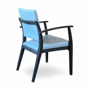 Ergonomische armstoel om veilig op te staan, lichtblauwe urinewerend kunstleder