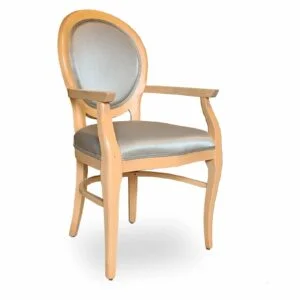 Klassieke eetkamerstoel senioren hout met armleuningen