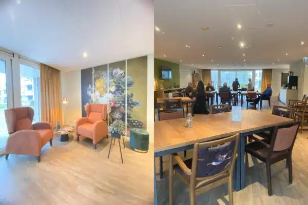 Zorginterieur bestaande uit stoelen en fauteuils