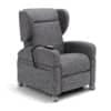 Grijs gestoffeerde fauteuil op wielen