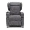 Comfortabele fauteuil met grijze stoffering op wielen
