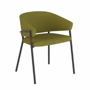 Cosy lounge stoel groen gestoffeerd en robuust metaal onderstel