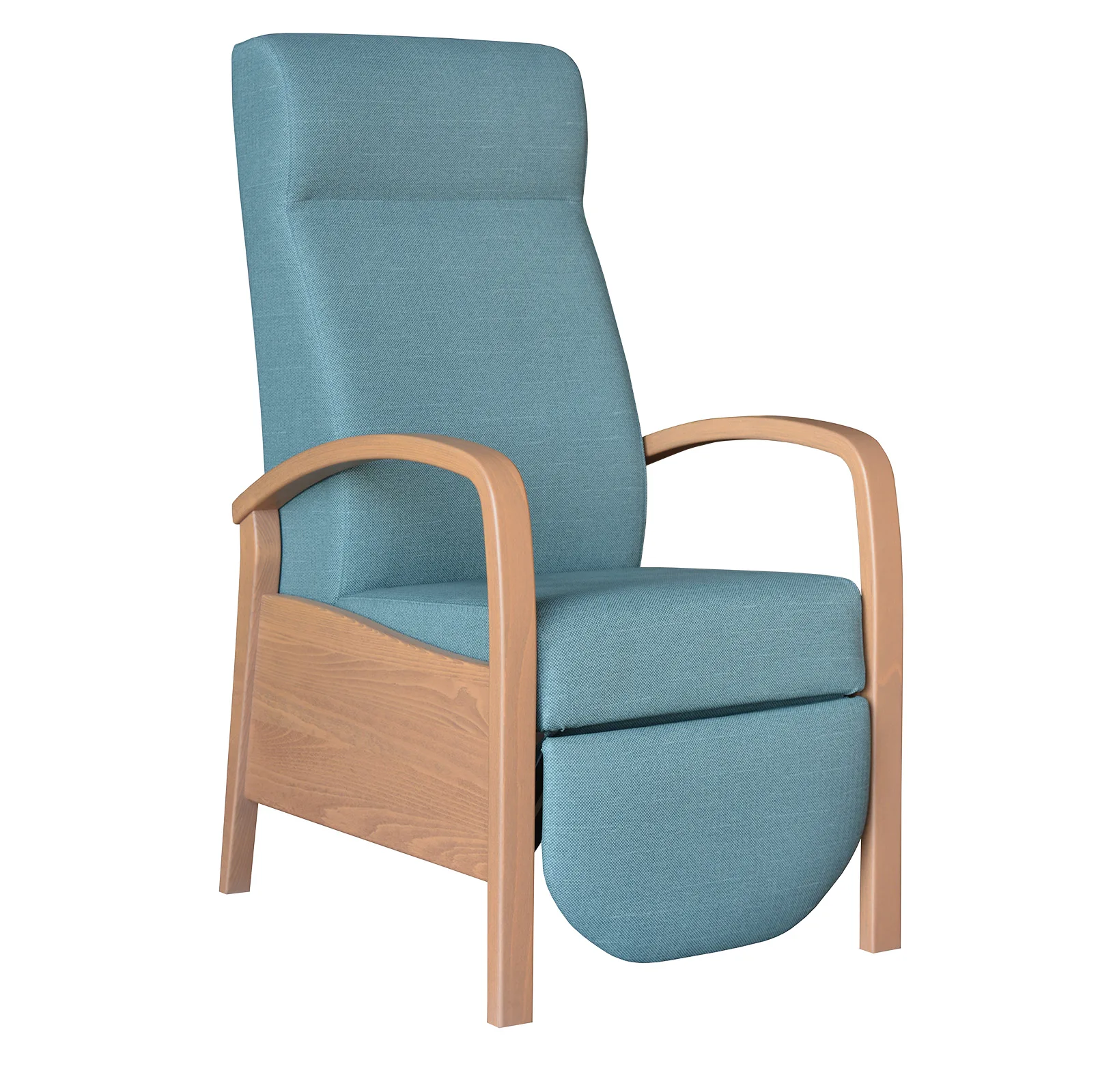 Houten fauteuil met houten armleuning